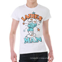 Écran de mode de bande dessinée imprimé blanc vente chaude coton personnalisé T-shirt des hommes